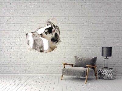 Hole in the wall sticker Animal friendship