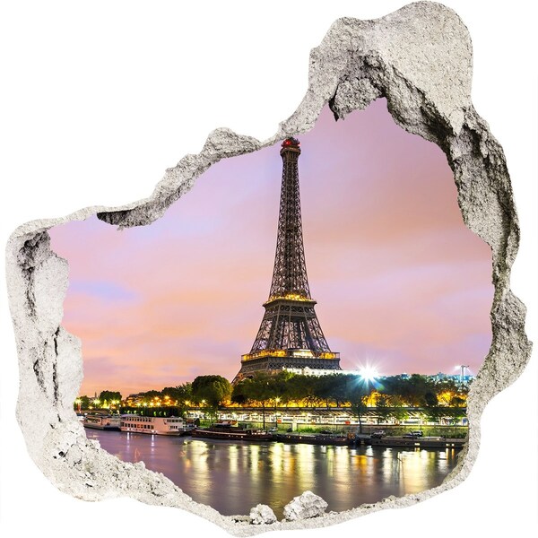 Hole in the wall sticker The Eiffel Tower at dusk