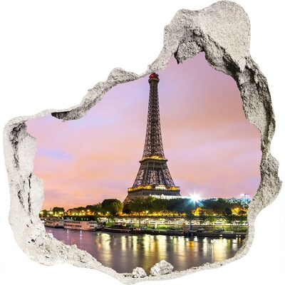 Hole in the wall sticker The Eiffel Tower at dusk