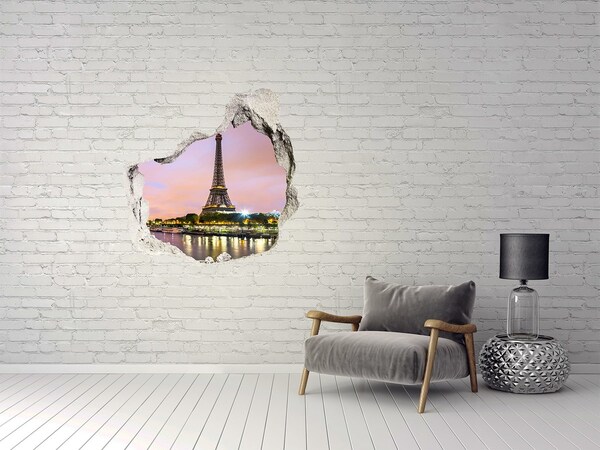 Hole in the wall sticker The Eiffel Tower at dusk