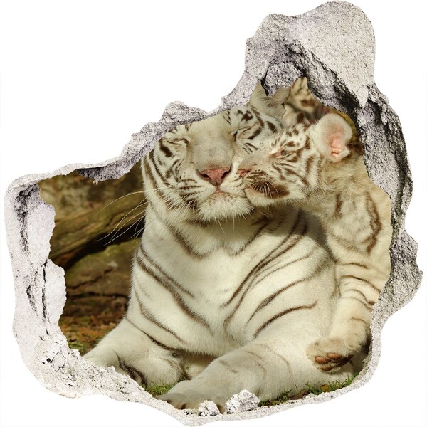 Hole in the wall sticker White tigers in nature