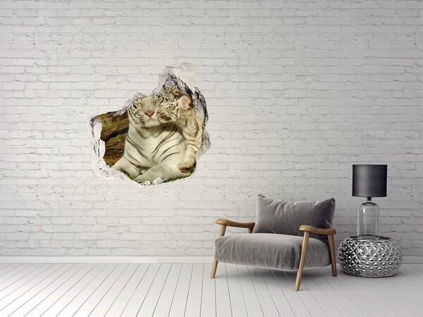 Hole in the wall sticker White tigers in nature
