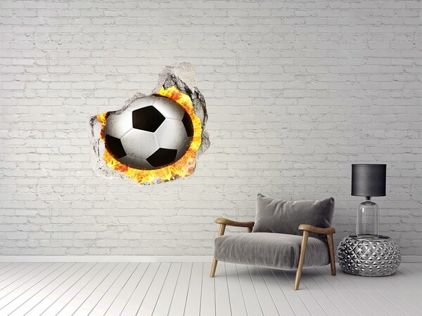 Hole in the wall sticker Football on fire