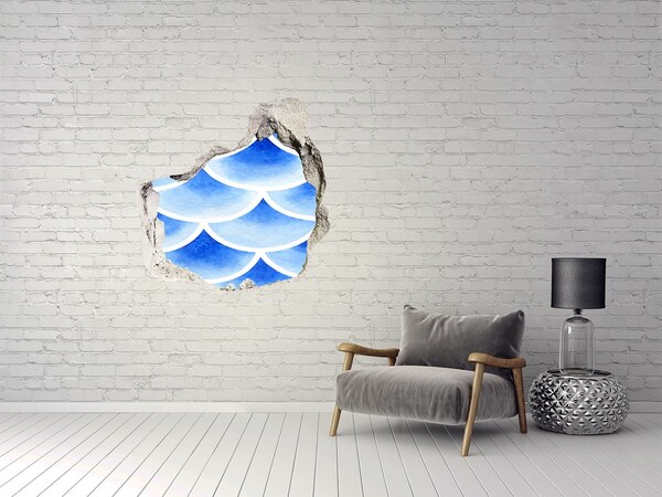 3D wall hole wallpaper Fish scales