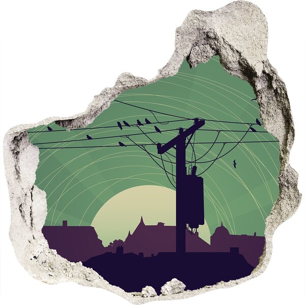 Hole in the wall decal Sunset in the city