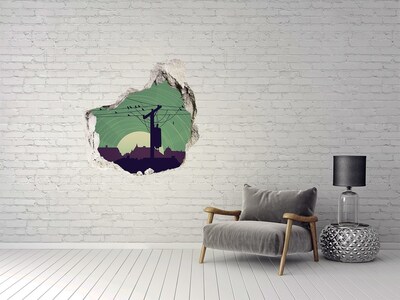 Hole in the wall decal Sunset in the city
