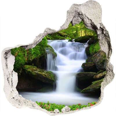 Hole wall sticker Waterfall in the forest