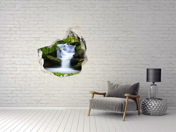 Hole wall sticker Waterfall in the forest