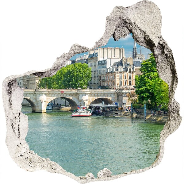 Hole in the wall sticker View of Paris through a hole in the wall