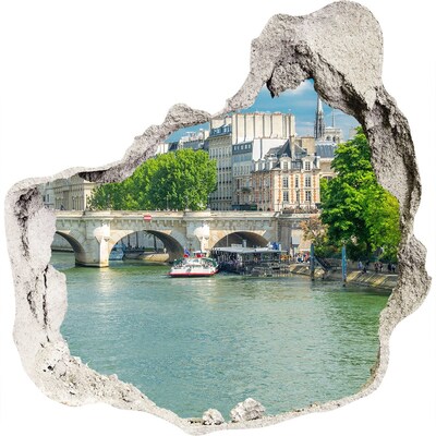Hole in the wall sticker View of Paris through a hole in the wall