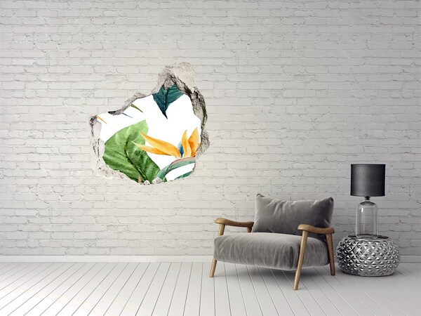 Hole in the wall sticker Tropical flowers