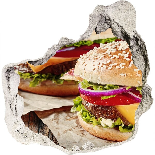 Hole wall sticker hamburgers