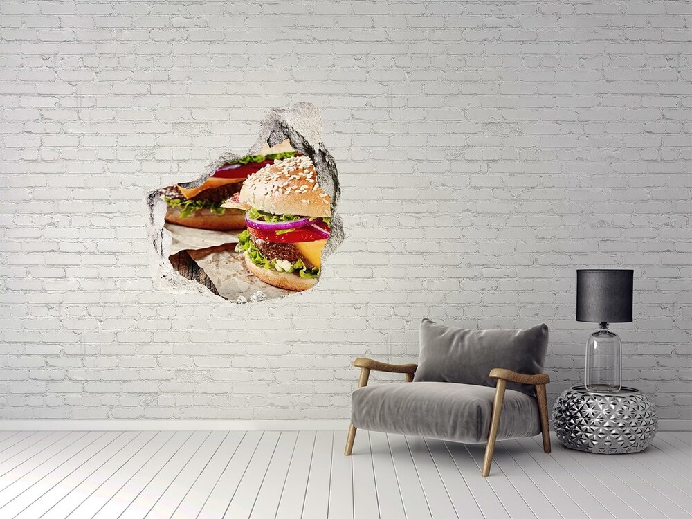 Hole wall sticker hamburgers