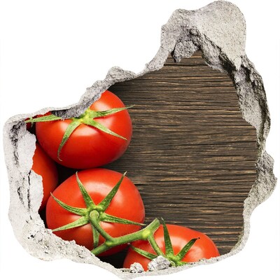 Hole wall sticker Tomatoes on wood