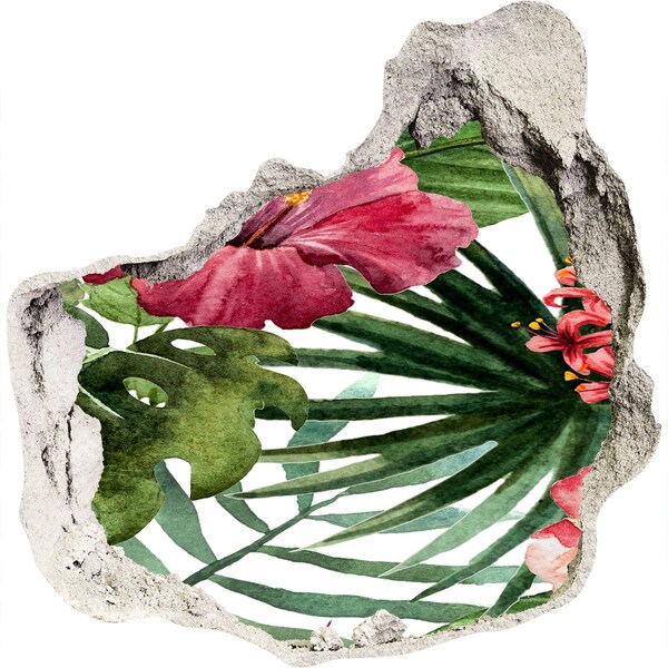 3D wall hole Tropical flowers