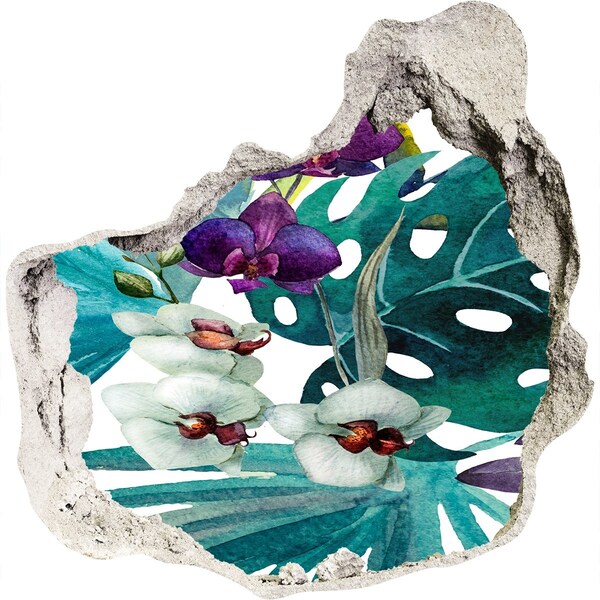 Hole wall sticker Hole-in-the-wall tropical garden