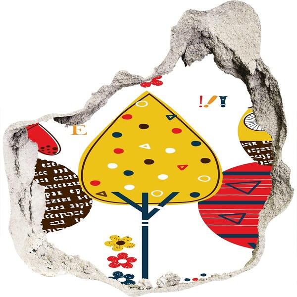Hole in the wall sticker Colorful trees in a hole in the wall