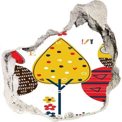 Hole in the wall sticker Colorful trees in a hole in the wall