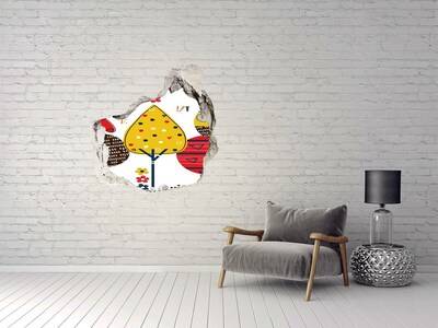 Hole in the wall sticker Owls on a tree