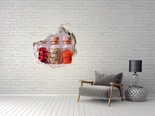Hole wall sticker Spices in glass jars