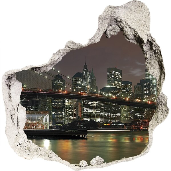 Hole in the wall sticker New York at night through a hole in the wall
