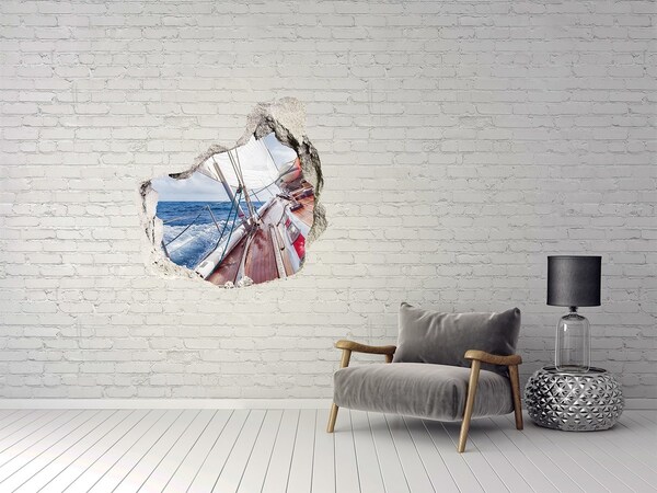 Hole in the wall sticker Sailboat at sea