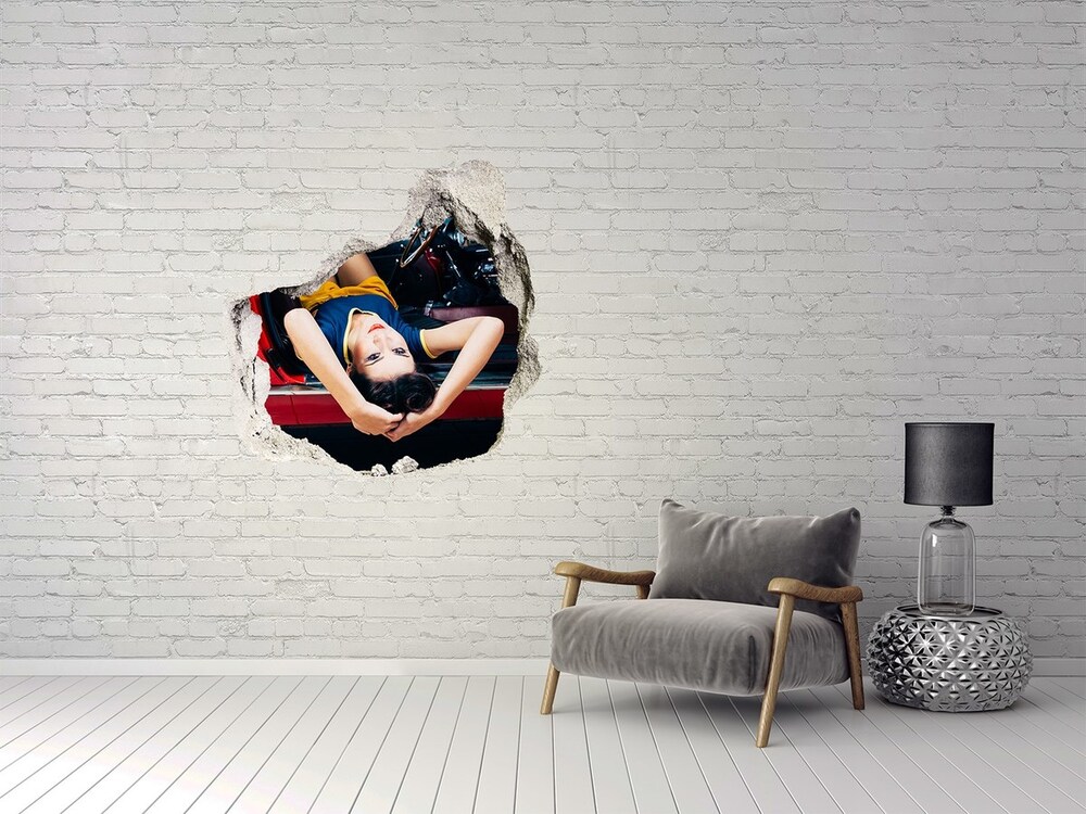 Hole in the wall decal A woman in the car