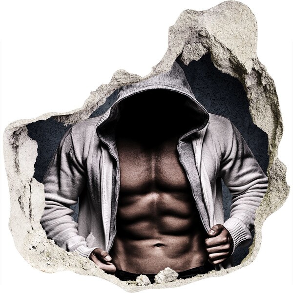 Hole in the wall sticker Intense workout in urban style