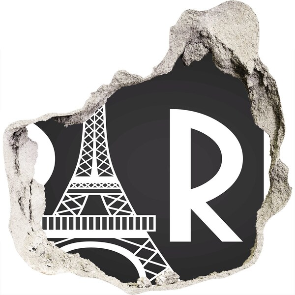 Hole in the wall decal The Eiffel Tower in ruins