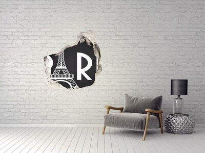 Hole in the wall decal The Eiffel Tower in ruins