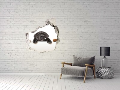 Hole in the wall sticker Sweet puppy from behind the wall
