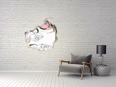 3D wall hole wallpaper Peony buds