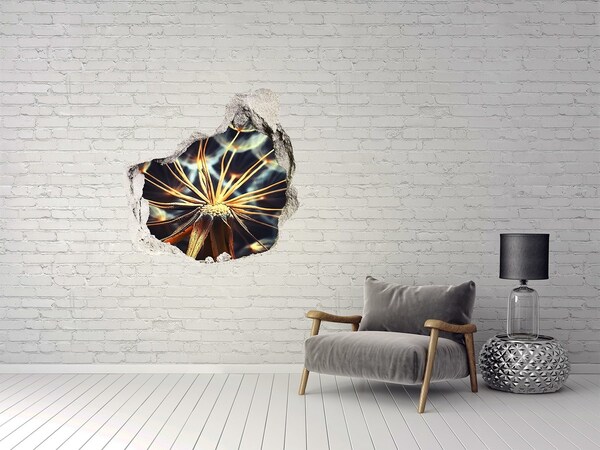 3D wall hole wallpaper Flower from the fire