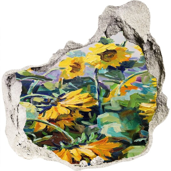 3D wall hole wallpaper Sunflower flowers in the garden