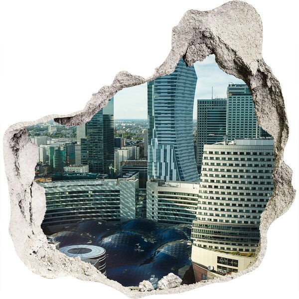 Hole in the wall sticker View of the modern city