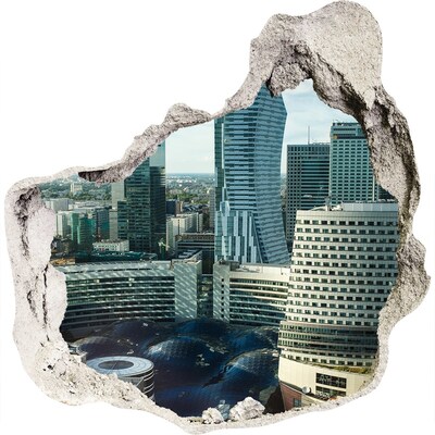 Hole in the wall sticker View of the modern city