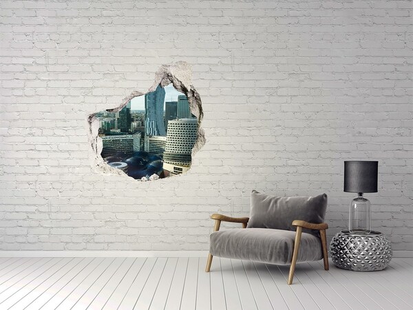 Hole in the wall sticker View of the modern city
