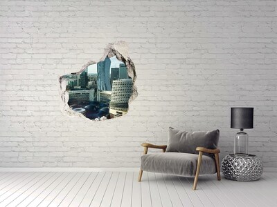 Hole in the wall sticker View of the modern city
