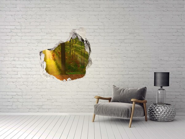 Hole in the wall sticker Autumn forest scenery