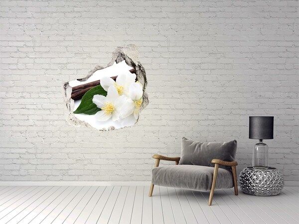 Hole in the wall sticker Jasmine flowers in concrete