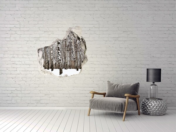 Hole wall sticker Winter birch forest