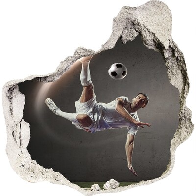 Hole wall sticker Football jump in action