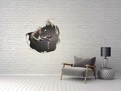 Hole wall sticker Football jump in action