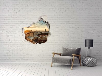 Hole wall sticker Sunset over the city