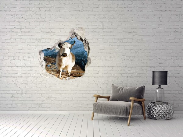 Hole wall sticker Mountain Buffalo in a Hole in the Wall