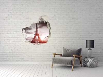 3D wall hole The Eiffel Tower in Paris