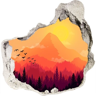 Hole wall sticker Sunset in the mountains