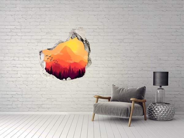 Hole wall sticker Sunset in the mountains
