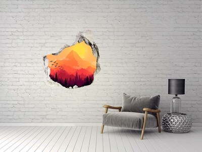 Hole wall sticker Sunset in the mountains