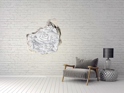 3D wall hole wallpaper Floral illusion in concrete